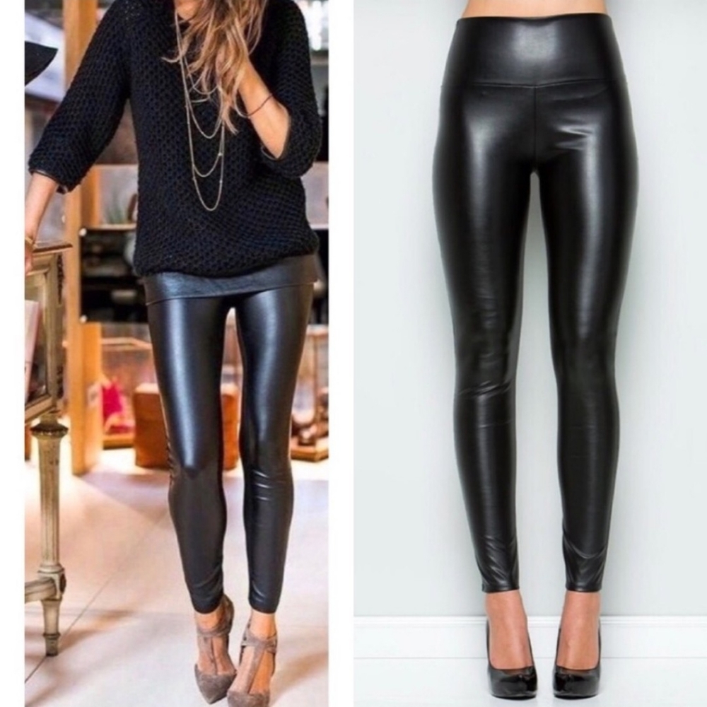 ***SOLD***FAUX LEATHER LEGGINGS-BLACK - Picture 2 of 2
